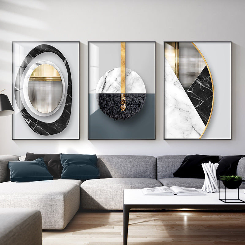 Peinture Abstraite Géométrique sur Toile pour Décoration Murale