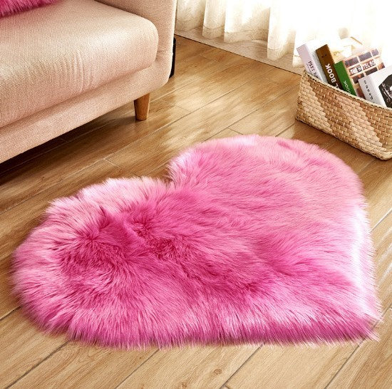 Tapis en Forme de Coeur Plush Antidérapant - Tapis Fluffy pour Salon