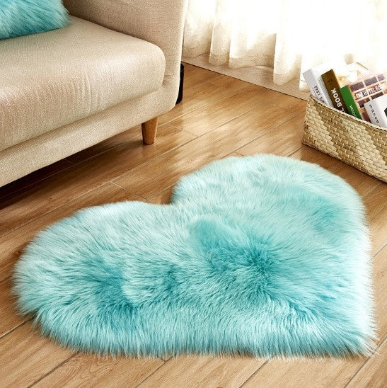 Tapis en Forme de Coeur Plush Antidérapant - Tapis Fluffy pour Salon