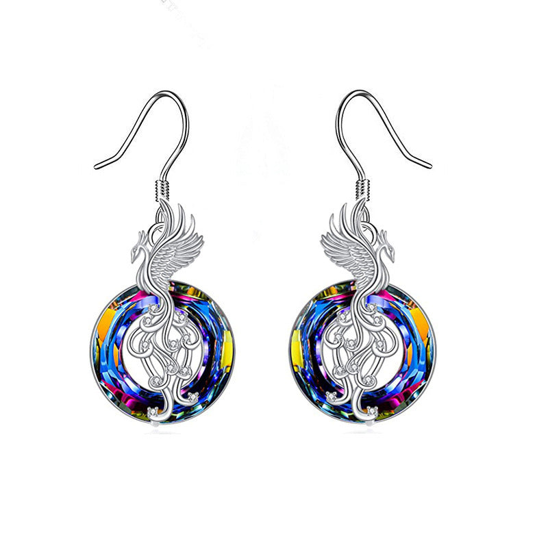 Collier en Cristal Phoenix et Boucles d'Oreilles Colorées pour Femmes
