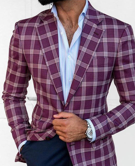 Veste de Costume Légère pour Homme à Motif À Carreaux