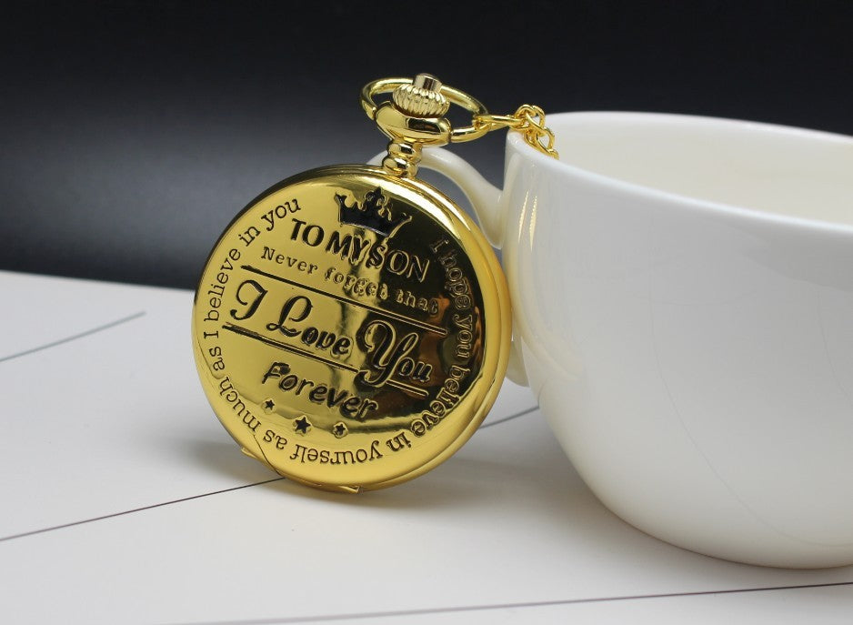 Montre de Poche Quartz "À Mon Fils, Amour Éternel"