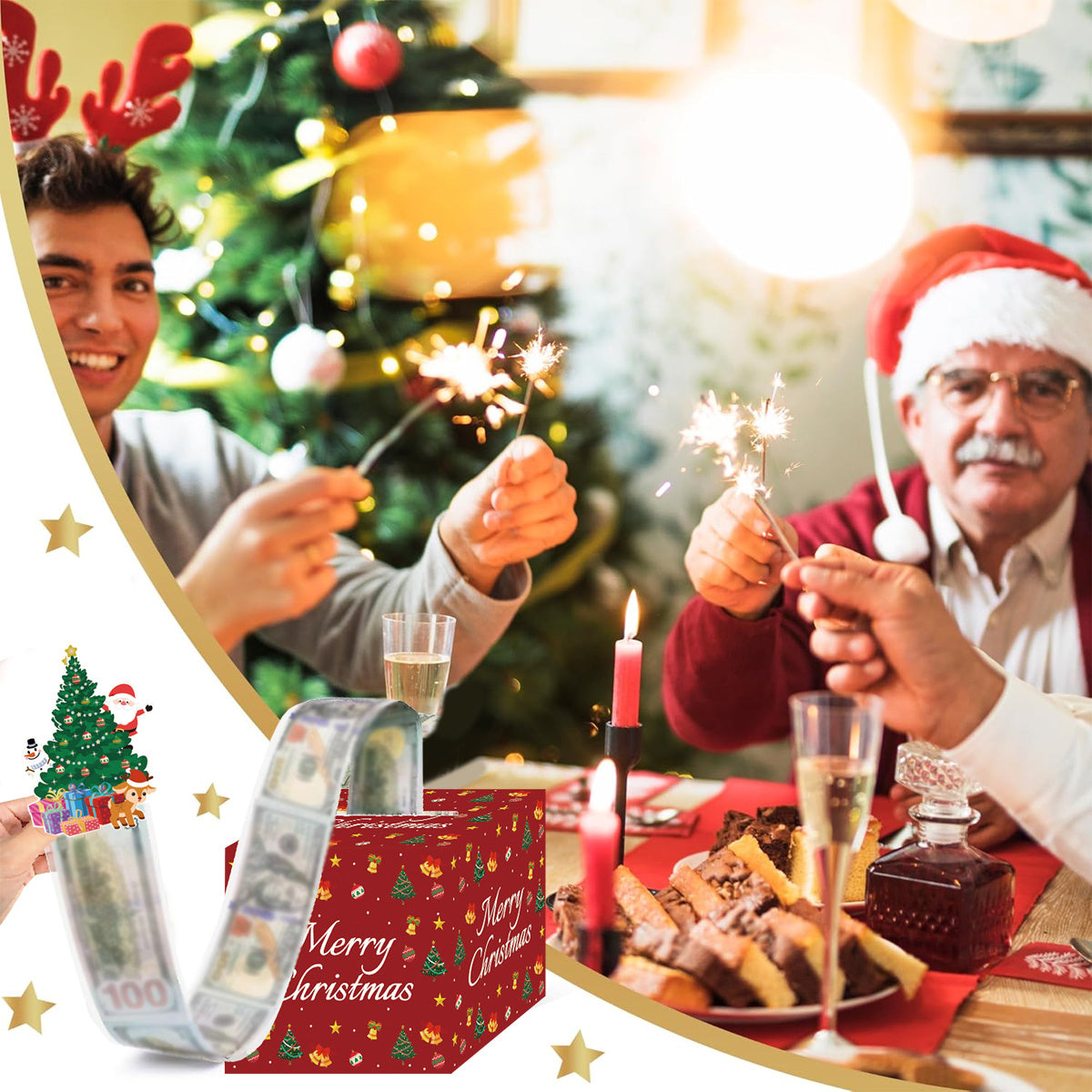 Boîte Surprise de Noël pour Argents - Porte-Monnaie Festif