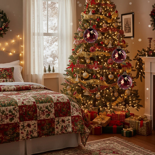 Ensemble de 4 Boules de Noël en Verre - Décorations de Sapin Brillantes