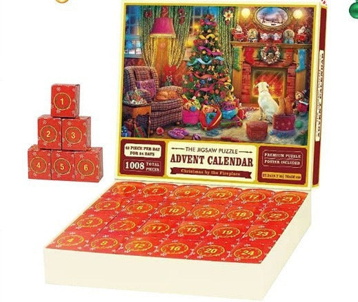 Calendrier de l'Avent Puzzle de Noël avec 24 Boîtes