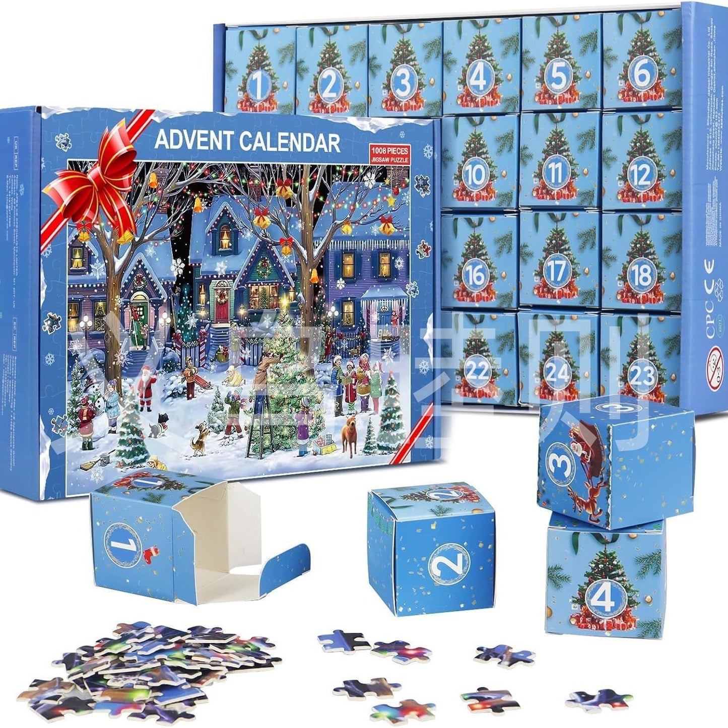 Calendrier de l'Avent Puzzle de Noël avec 24 Boîtes