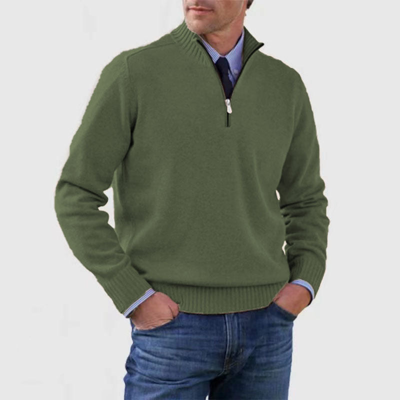 Pull Zippé Col Montant pour Homme - Mode Hiver Couleur Unie