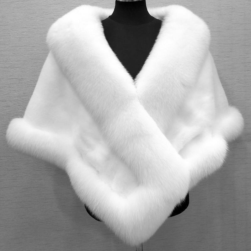 Manteau Cape en Fourrure Synthétique de Fausse Martre - Grande Taille