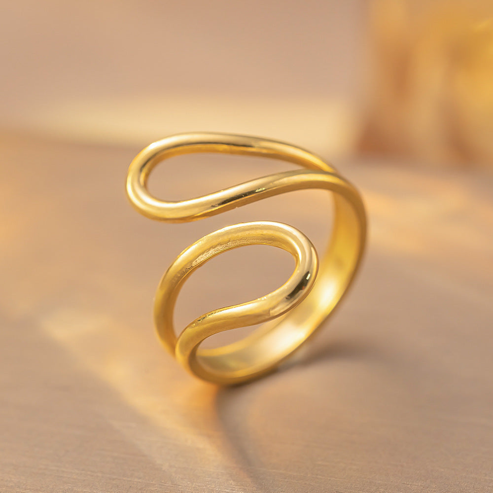 Bague Ouverte Ajustable en Acier Titane Retro - Élégance et Simplicité