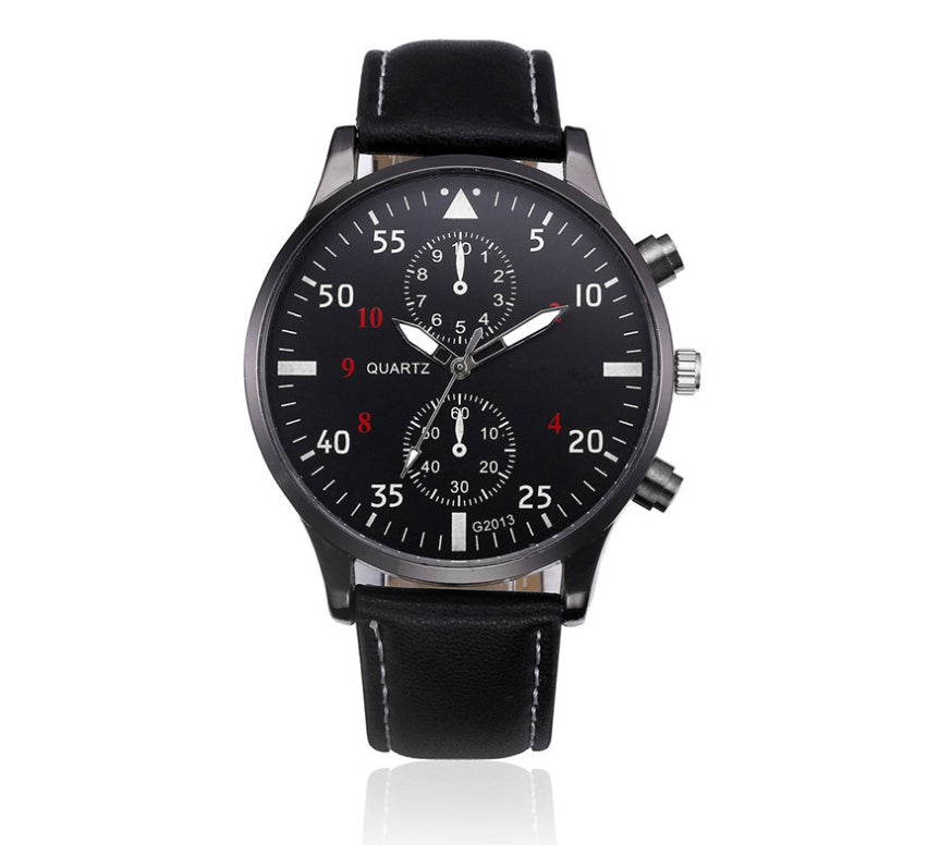 Montre numérique personnalisée pour homme avec ceinture en cuir noir