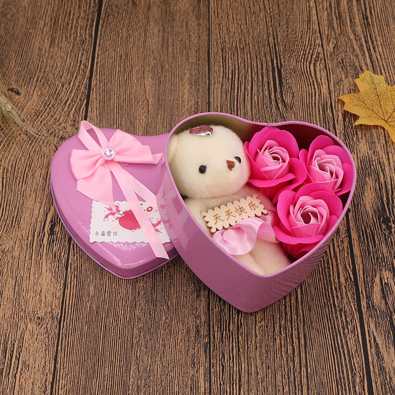 Boîte Cadeau Fleurs en Savon - Idée Cadeau pour la Saint-Valentin et la Fête des Mères