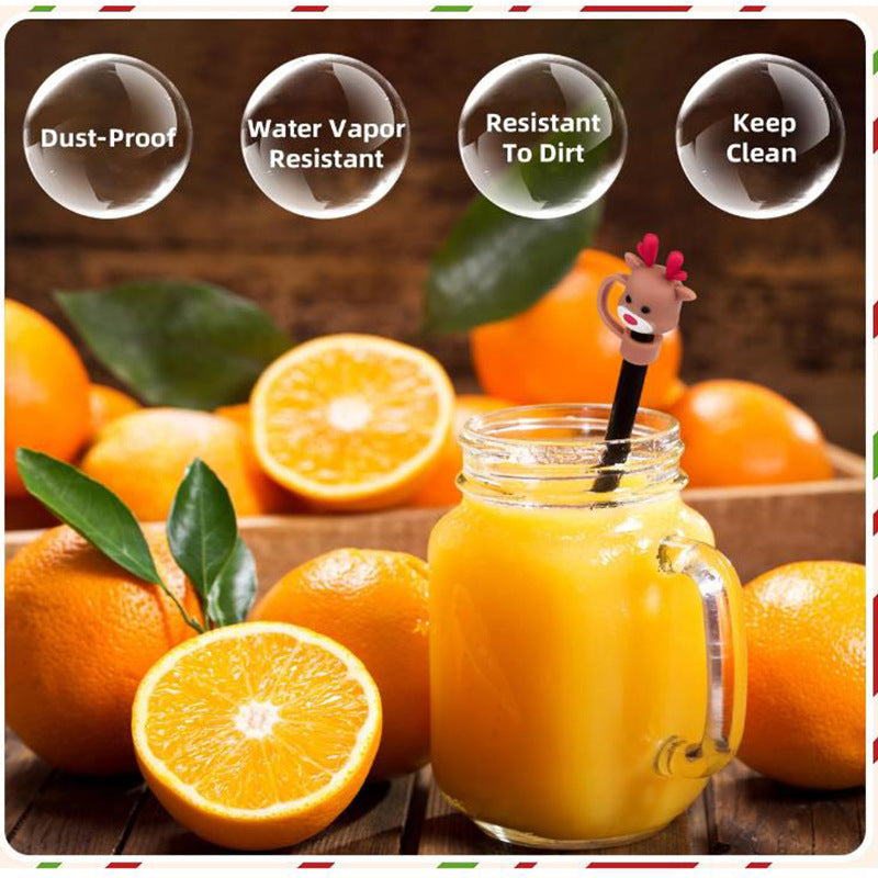 Nouveau Couverture de Paille de Noël en Silicone de 10mm pour Tasses