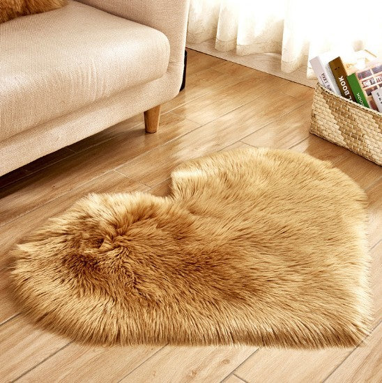 Tapis en Forme de Coeur Plush Antidérapant - Tapis Fluffy pour Salon