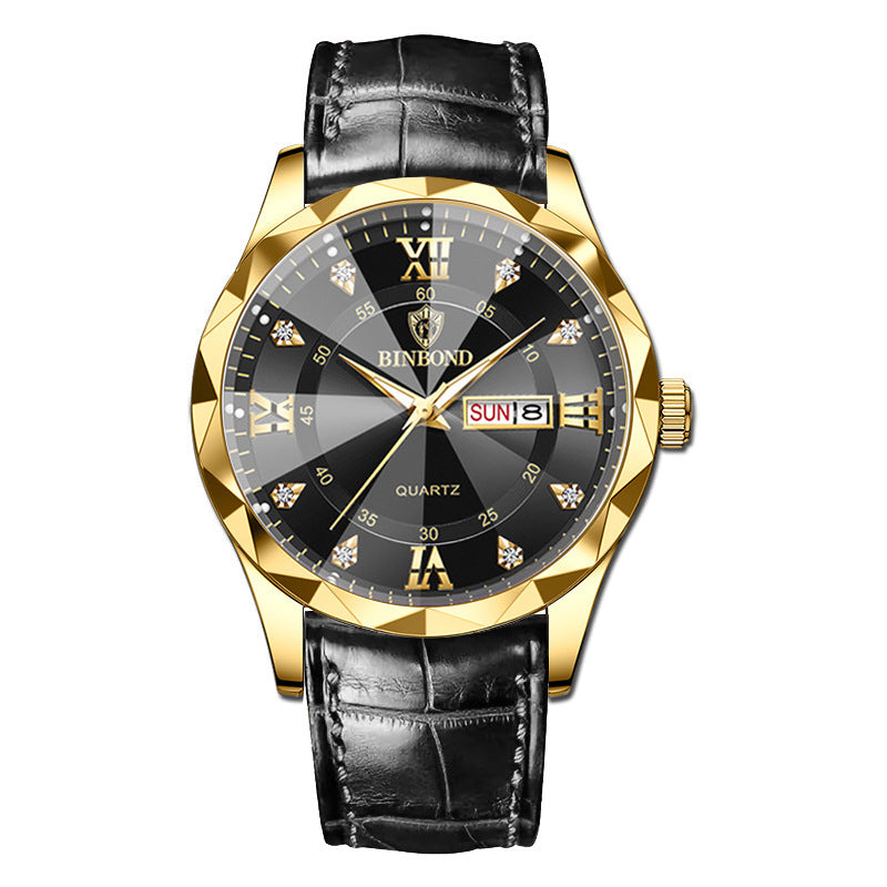 Montre Quartz Homme en Cuir Véritable Étanche - Style Affaires et Loisirs