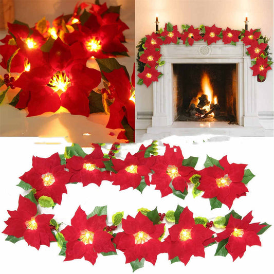 Guirlande Lumineuse de Fleurs Rouges pour Cadre de Porte