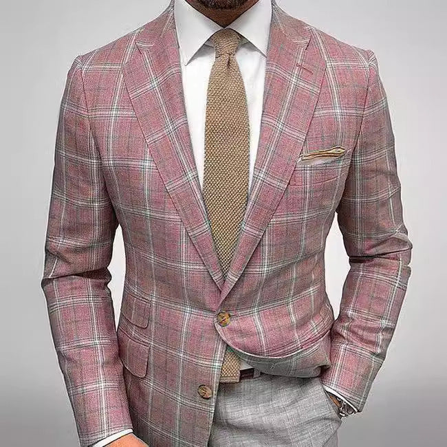 Veste de Costume Légère pour Homme à Motif À Carreaux