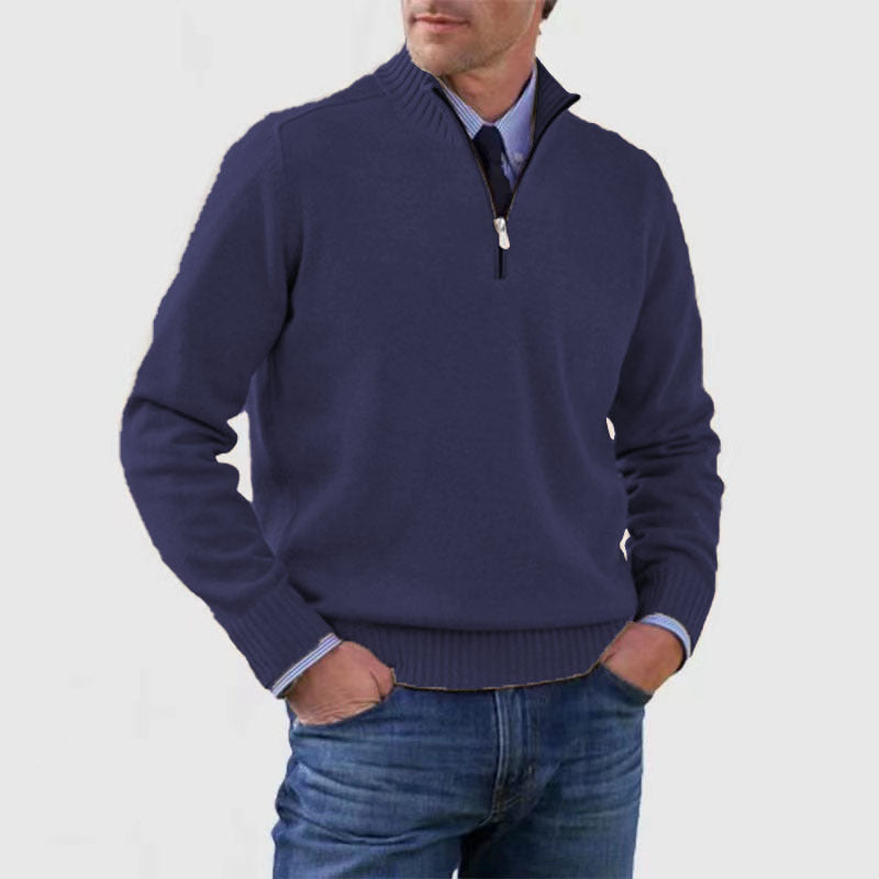 Pull Zippé Col Montant pour Homme - Mode Hiver Couleur Unie