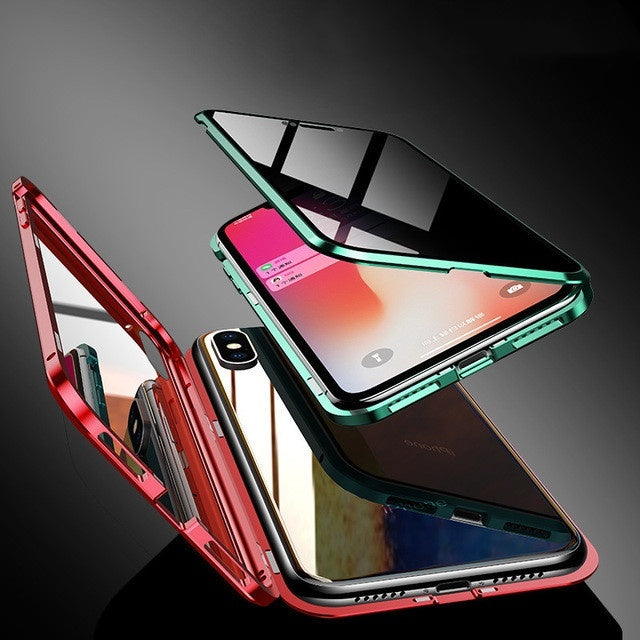 Coque de téléphone en verre de protection magnétique anti-regard