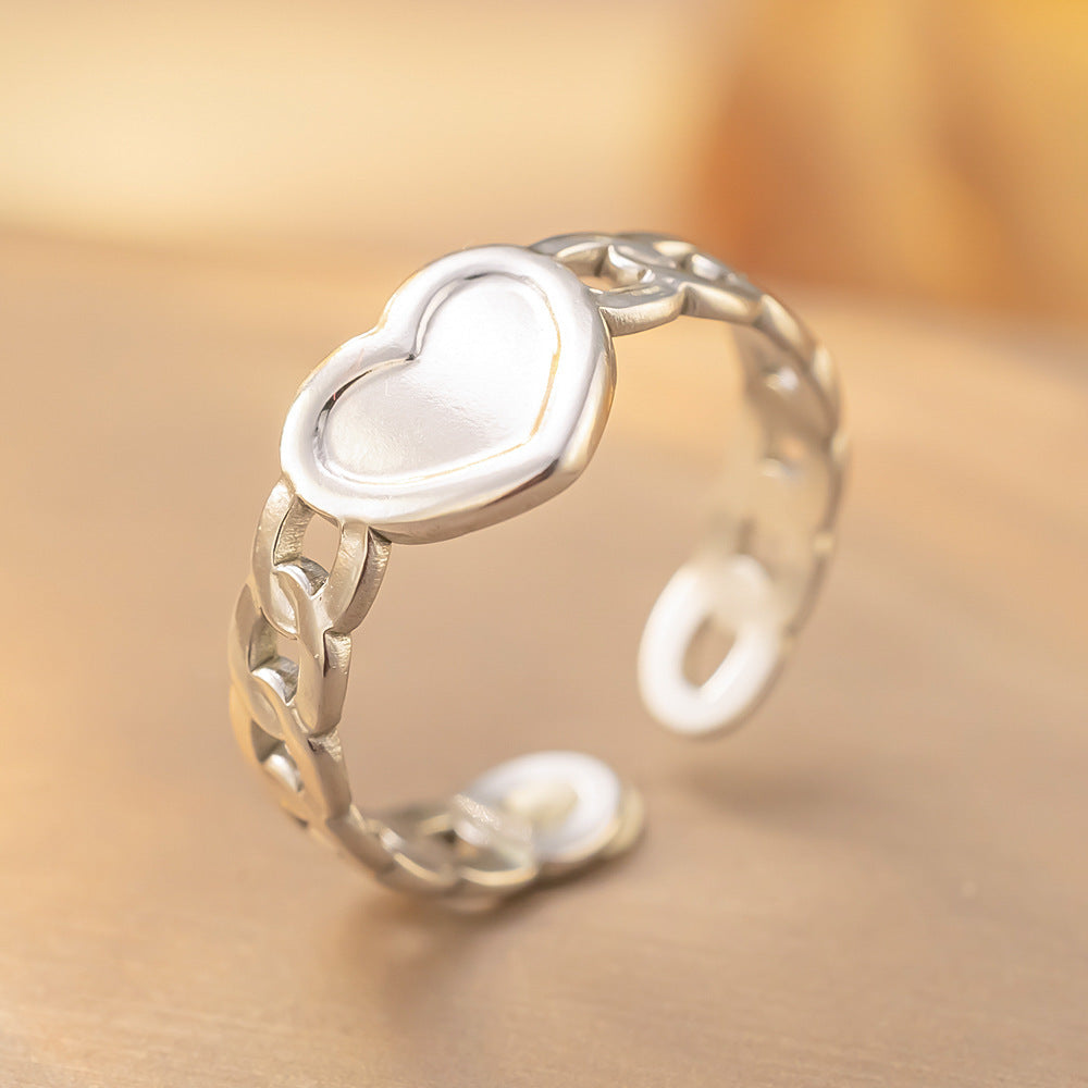 Bague Ouverte Ajustable en Acier Titane Retro - Élégance et Simplicité