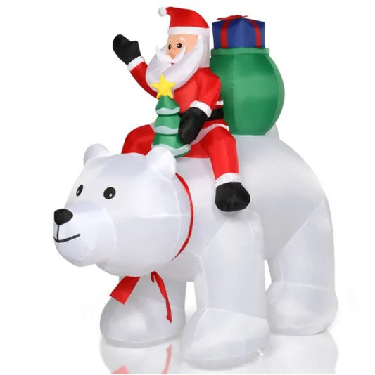 Décoration de Noël Santa Claus sur un ours polaire - Lumières LED 7pcs 6ft 15W