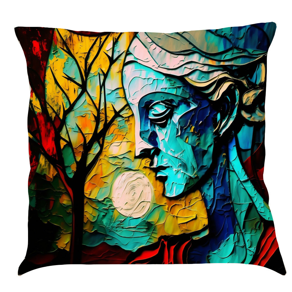 Coussin en Lin Imprimé avec Peinture Huile Créative - Voiture