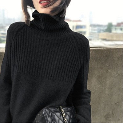 Pull-over Loose en Cachemire pour Femmes avec Col Montant