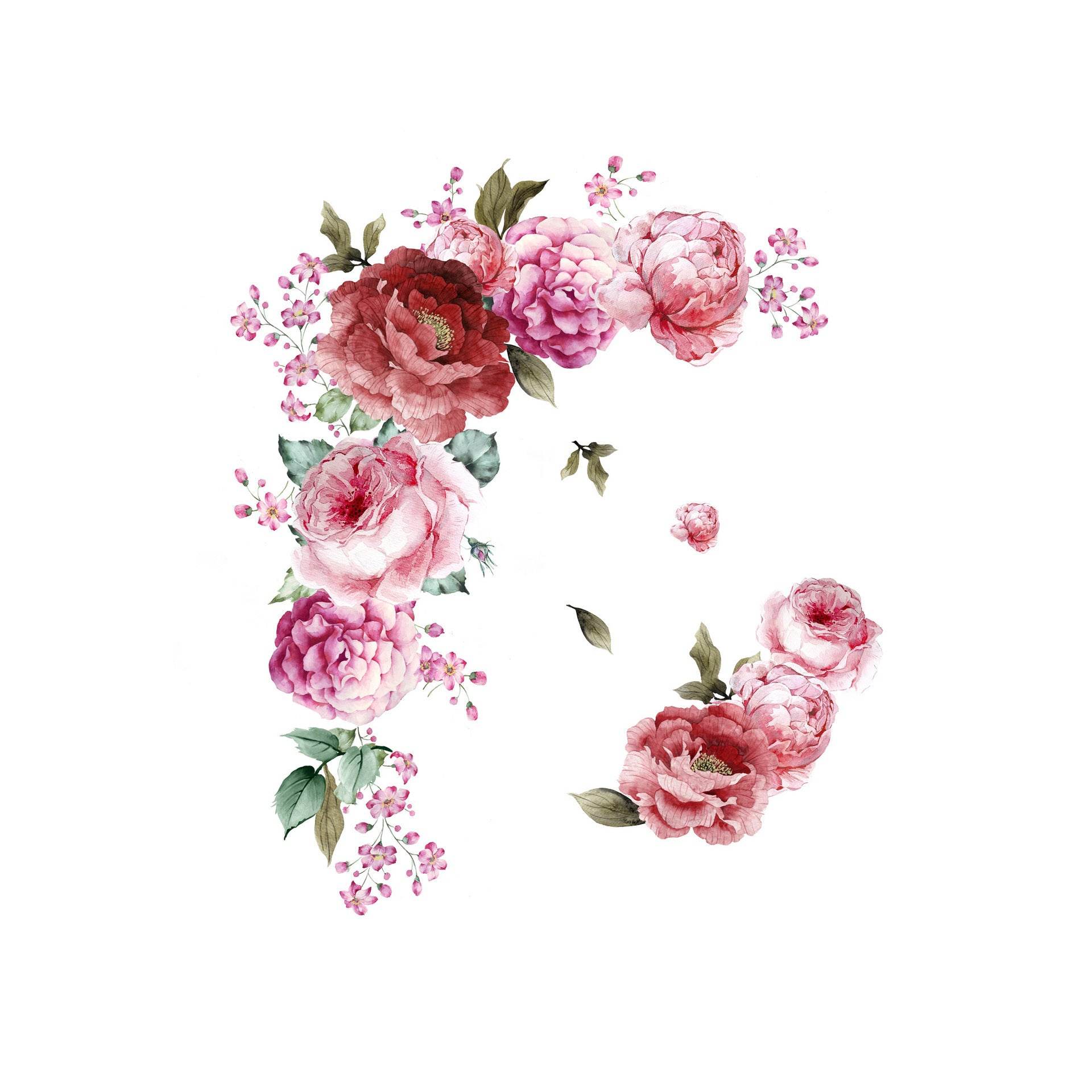 Autocollants Muraux de Pivoines Aquarelle pour Salon - Allomarc.com