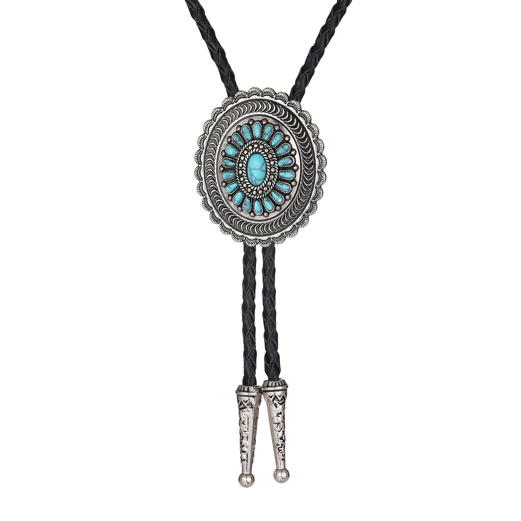 Cravate Bolo Amérindienne en Turquoise Sculptée
