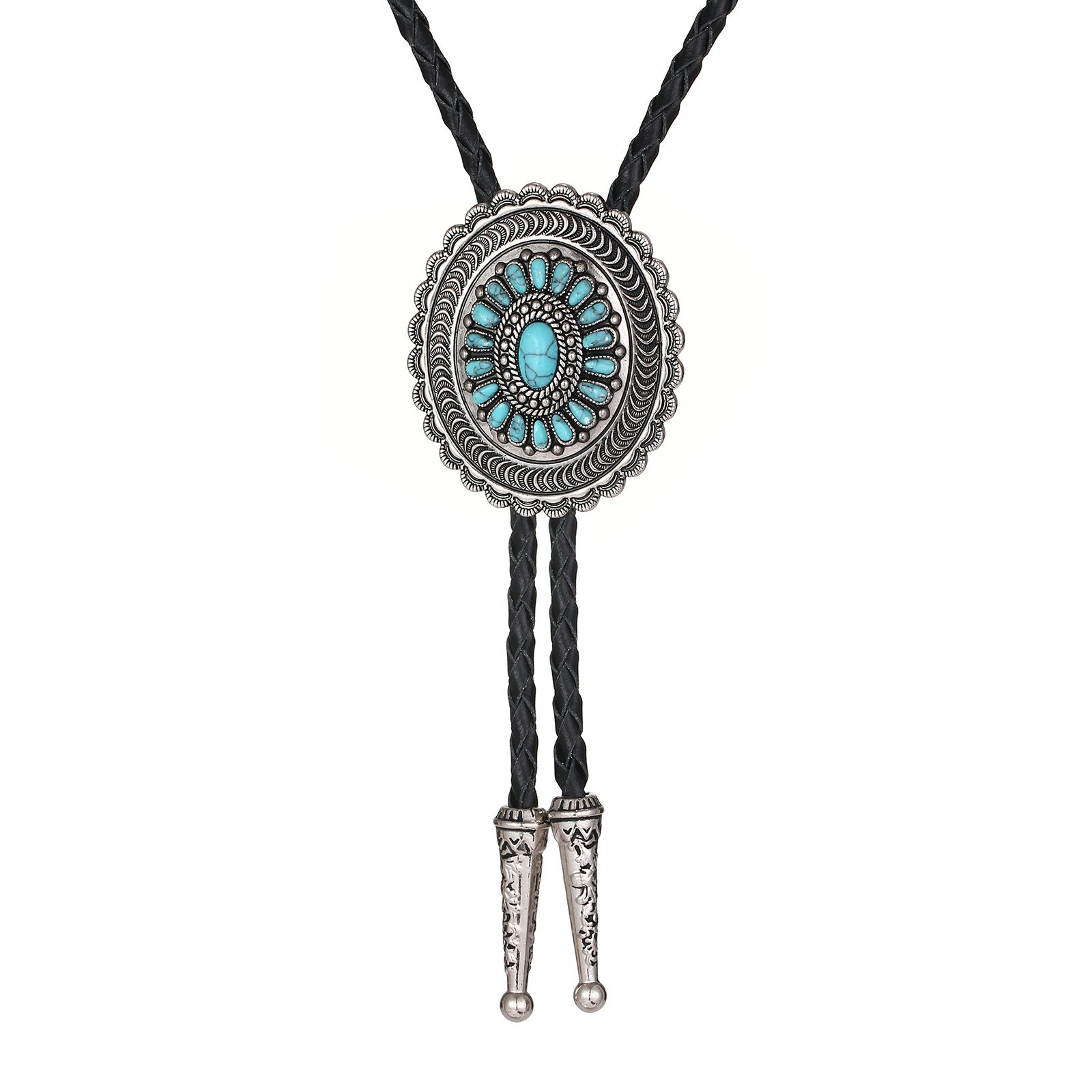 Cravate Bolo Amérindienne en Turquoise Sculptée