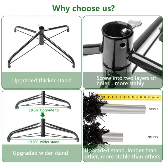 Sapins de Noël Noir 6ft avec 1600 Branches en PVC