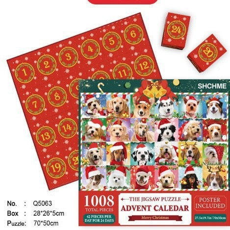 Calendrier de l'Avent Puzzle de Noël avec 24 Boîtes