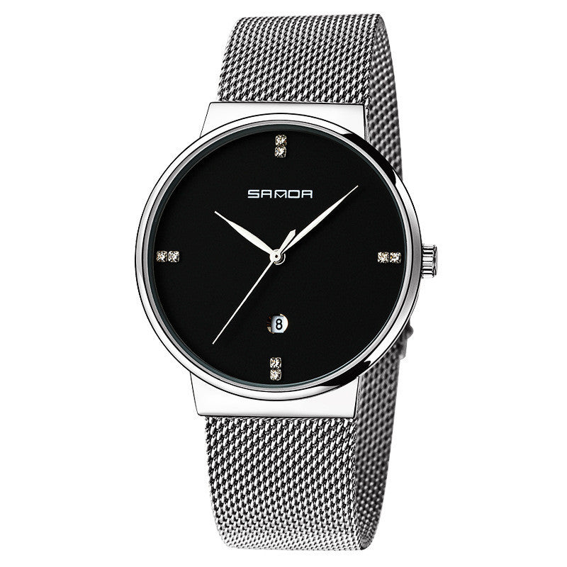 Montre pour hommes à bracelet en maille étanche avec mouvement à quartz