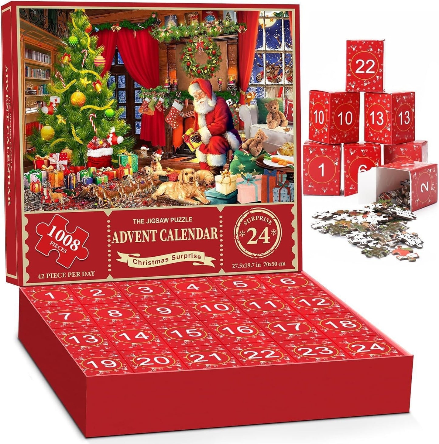Calendrier de l'Avent Puzzle de Noël avec 24 Boîtes