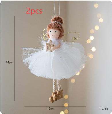 Jupe Tulle Blanche de Noël avec Pendentif Aile d'Ange Dorée