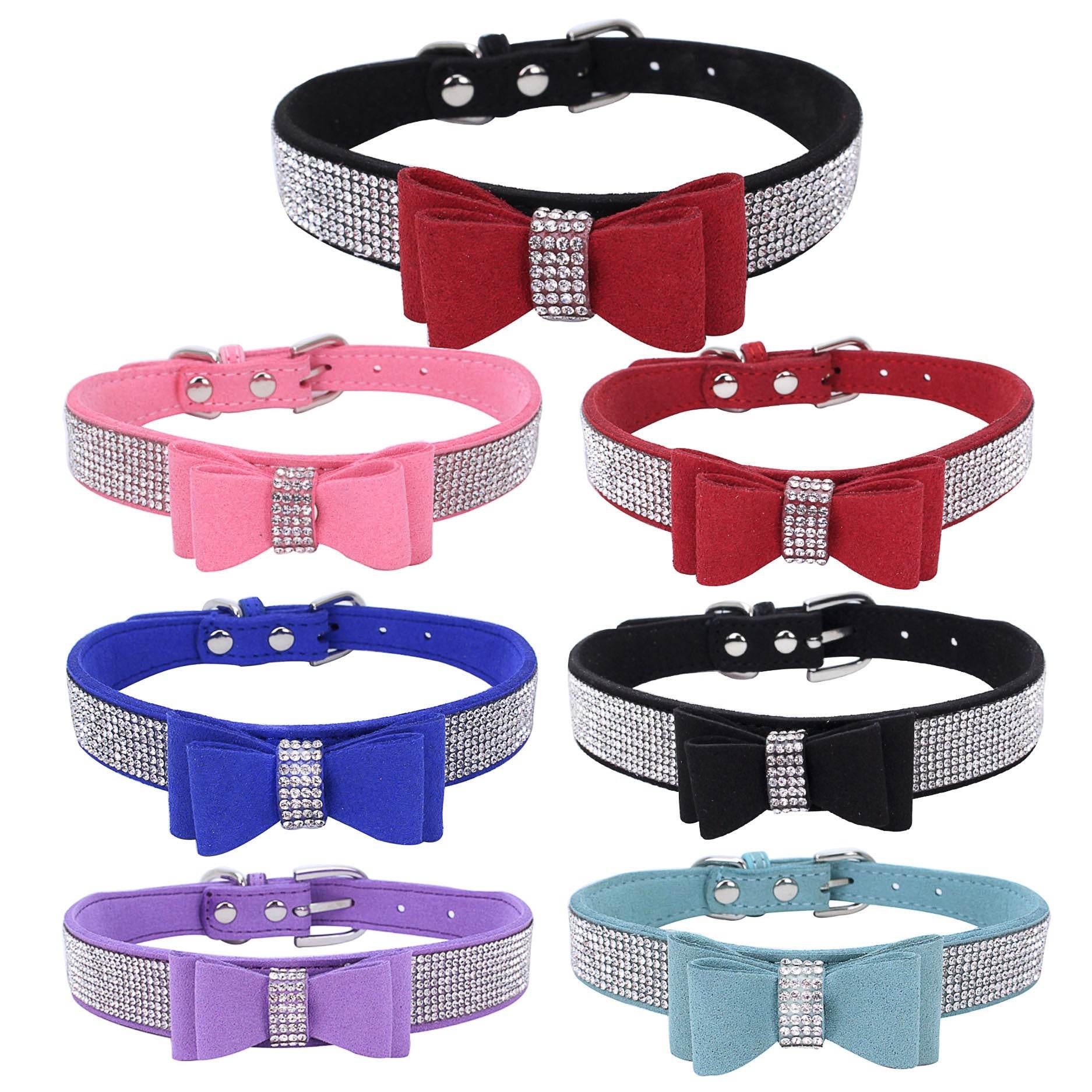 Collier et Laisse en Cuir avec Strass - Allomarc.com