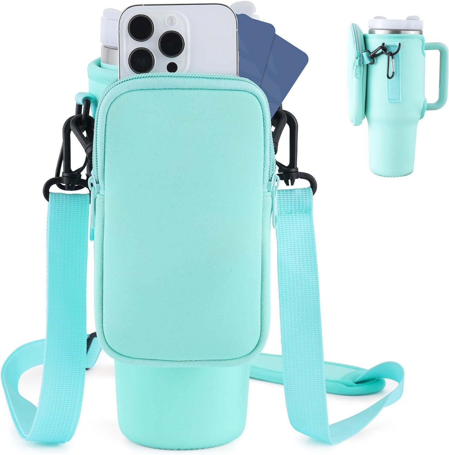 Sac de Transport pour Bouteille d'Eau Slok, Compatible avec Tumbler 40oz, Support Moderne avec Sangle Ajustable pour Randonnée et Sports - Bleu Violet