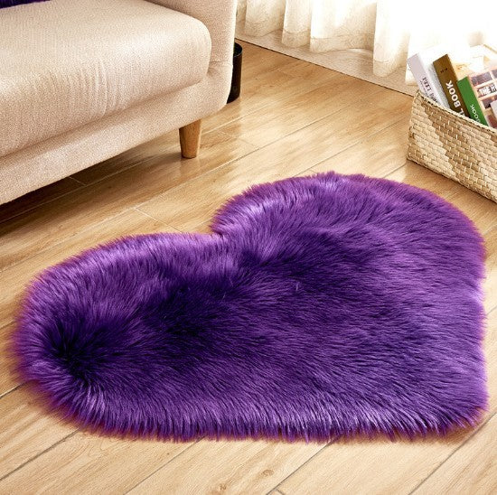 Tapis en Forme de Coeur Plush Antidérapant - Tapis Fluffy pour Salon