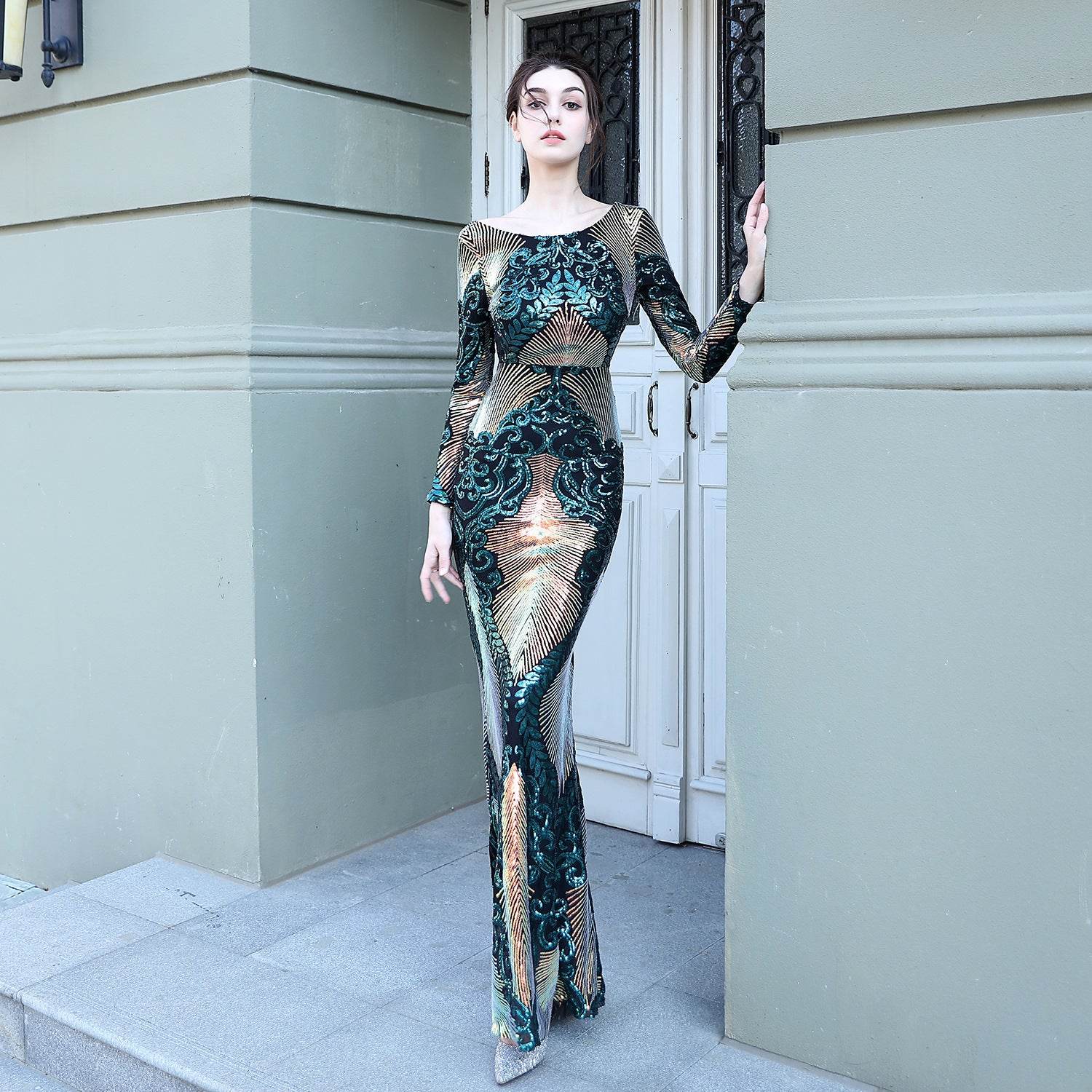 Robe Longue en Sequins Mopping - Allomarc.com