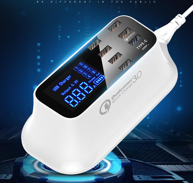 Station de Chargement USB Intelligent Quick Charge 3.0 à 8 Ports