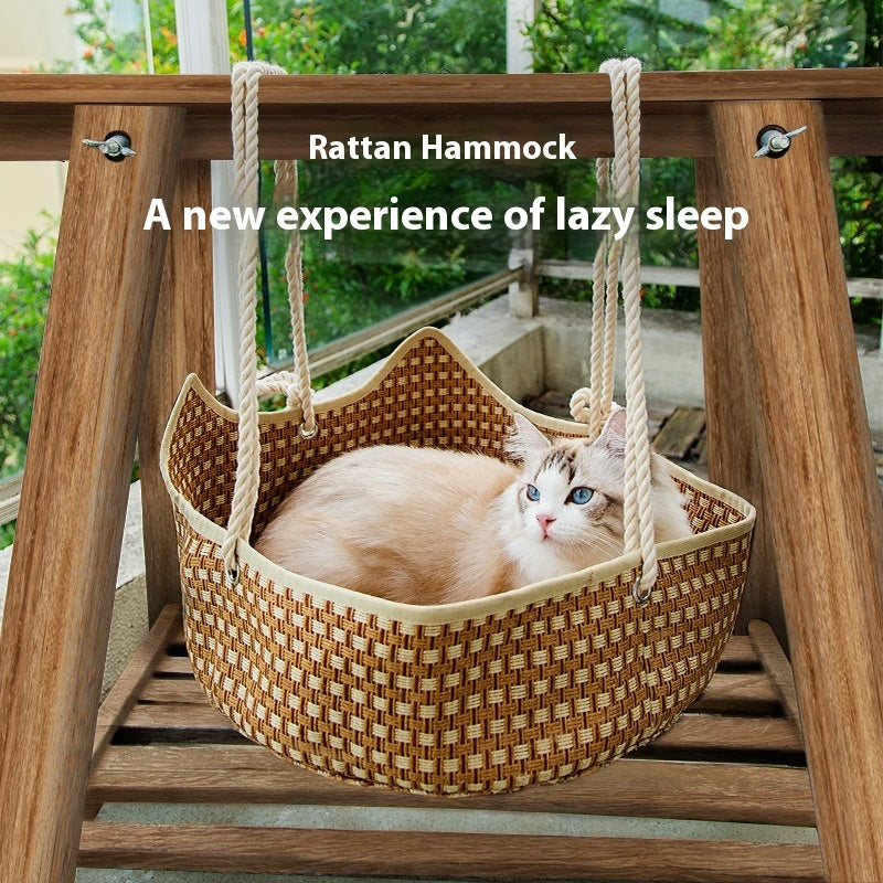 Hamac pour Chat en Rattan - Nid Printanier d'Été