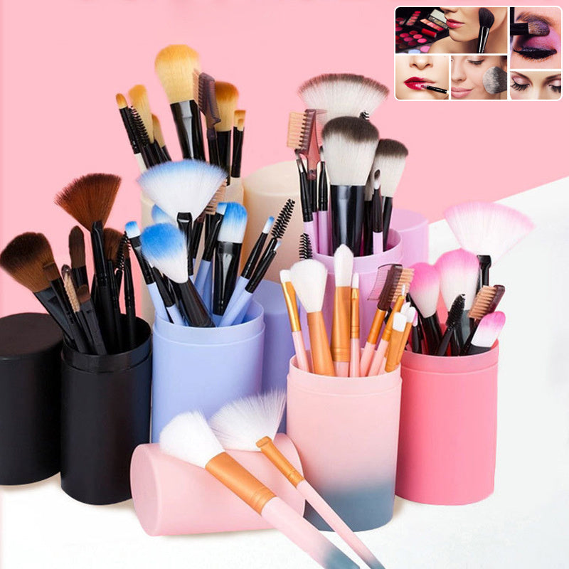 Set de 12 Pinceaux de Maquillage : Blush, Fard à Paupières, Mascara, Highlighter
