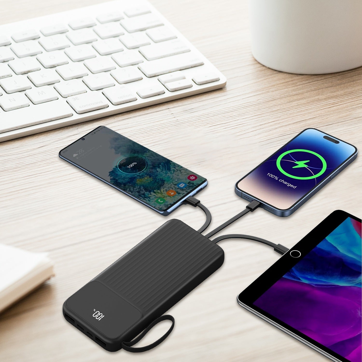 Chargeur Rapide 1Pc PD22W 20000mAh avec Câbles Intégrés