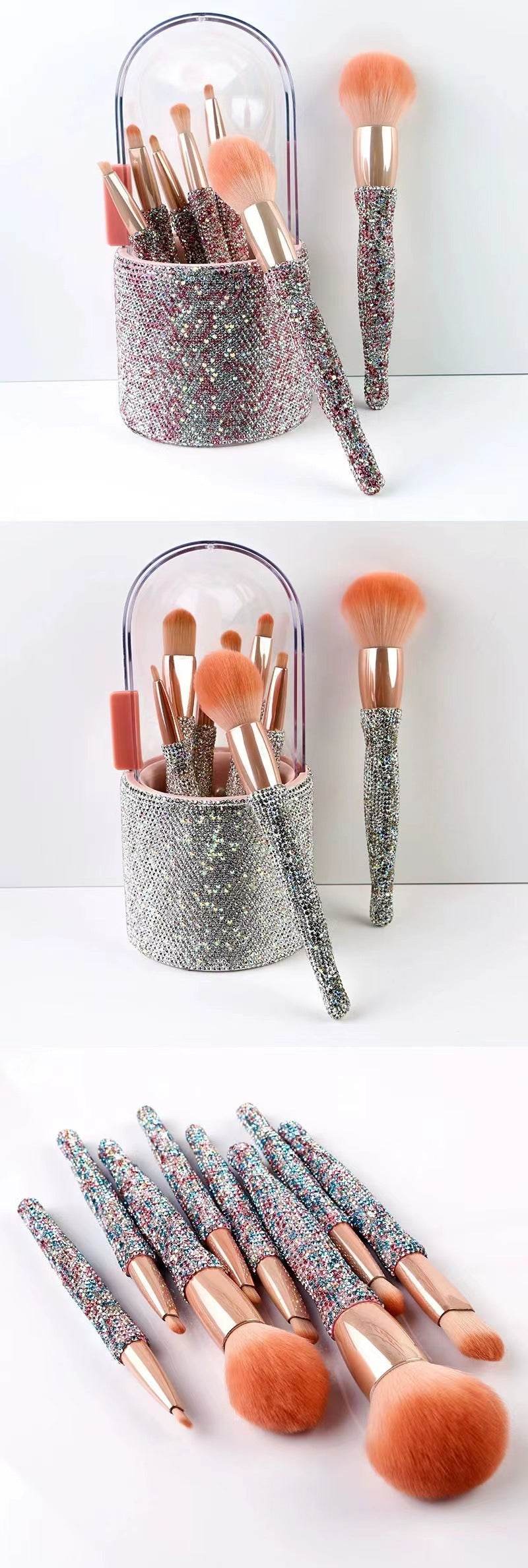 Ensemble de Pinceaux de Maquillage Luxueux avec Diamants - Allomarc.com