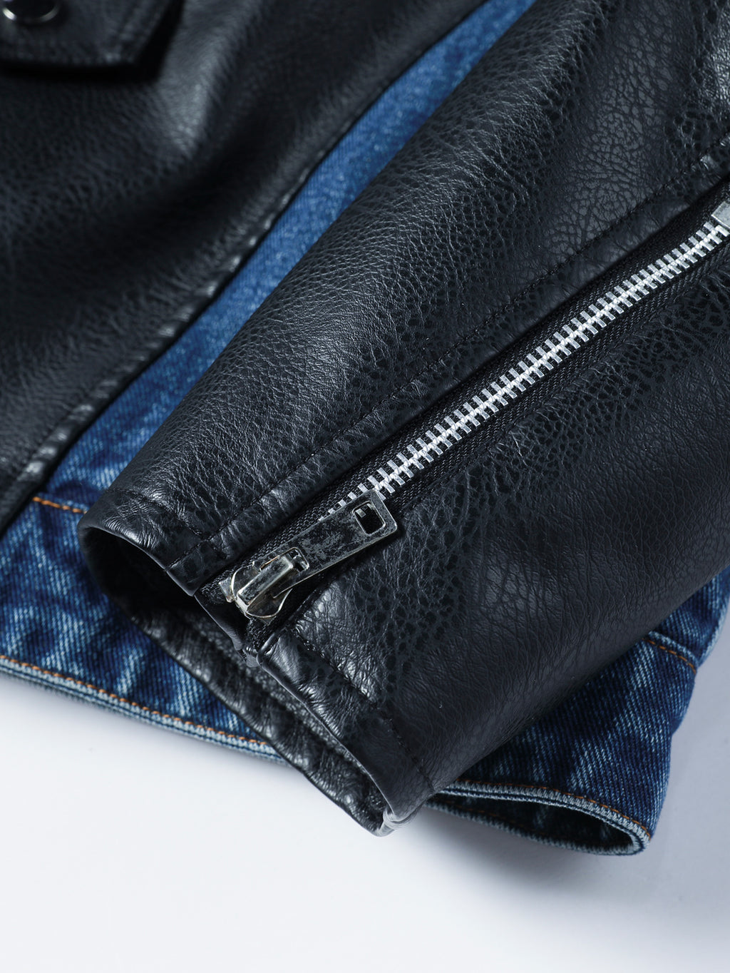 Veste en Jean à Patches pour Hommes, Veste de Travail à Fermeture Éclair Diagonale