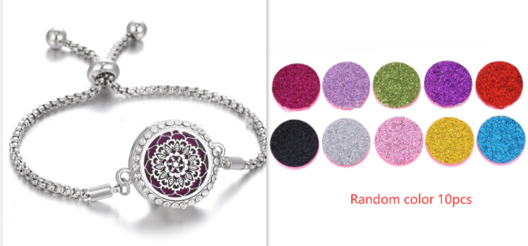 Bracelet Aromathérapie Ajustable en Acier Inoxydable Creux