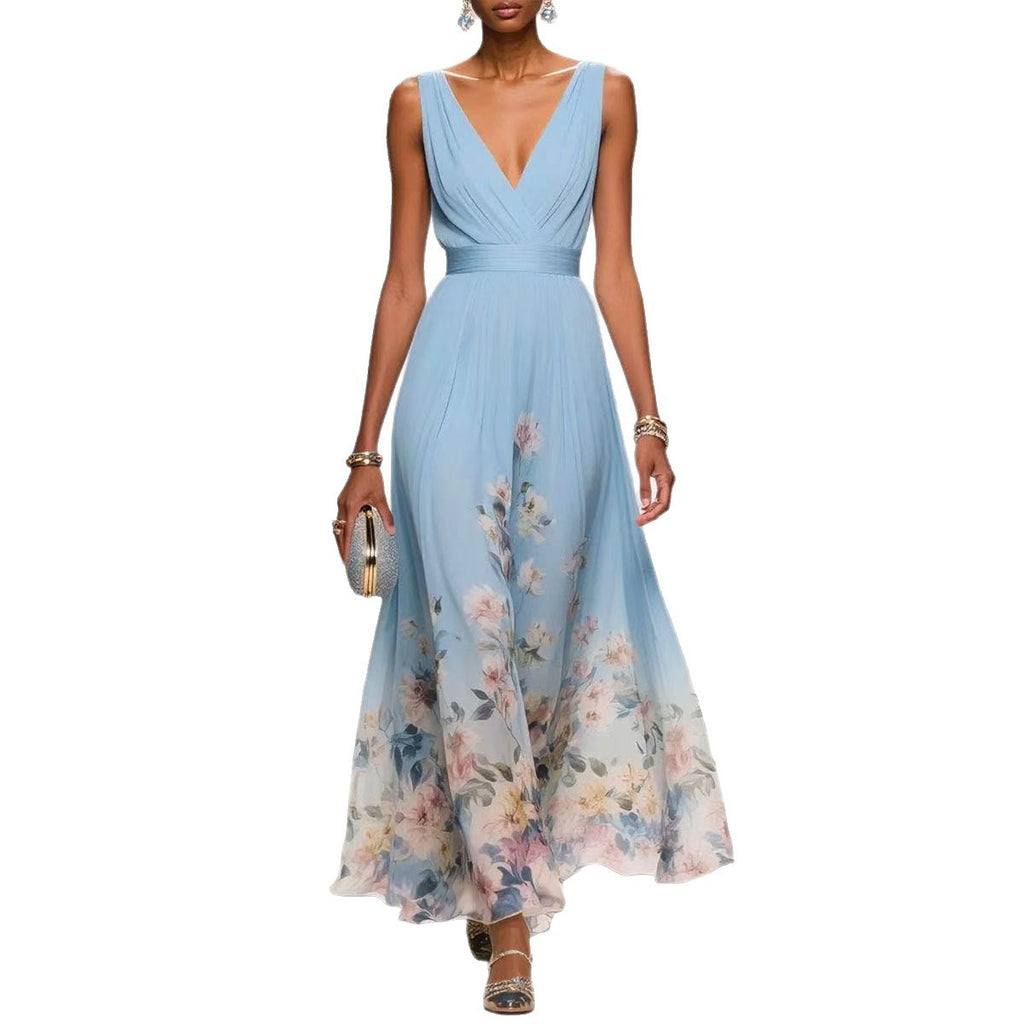 Robe Imprimée Chiffon Sexy avec Débardeur