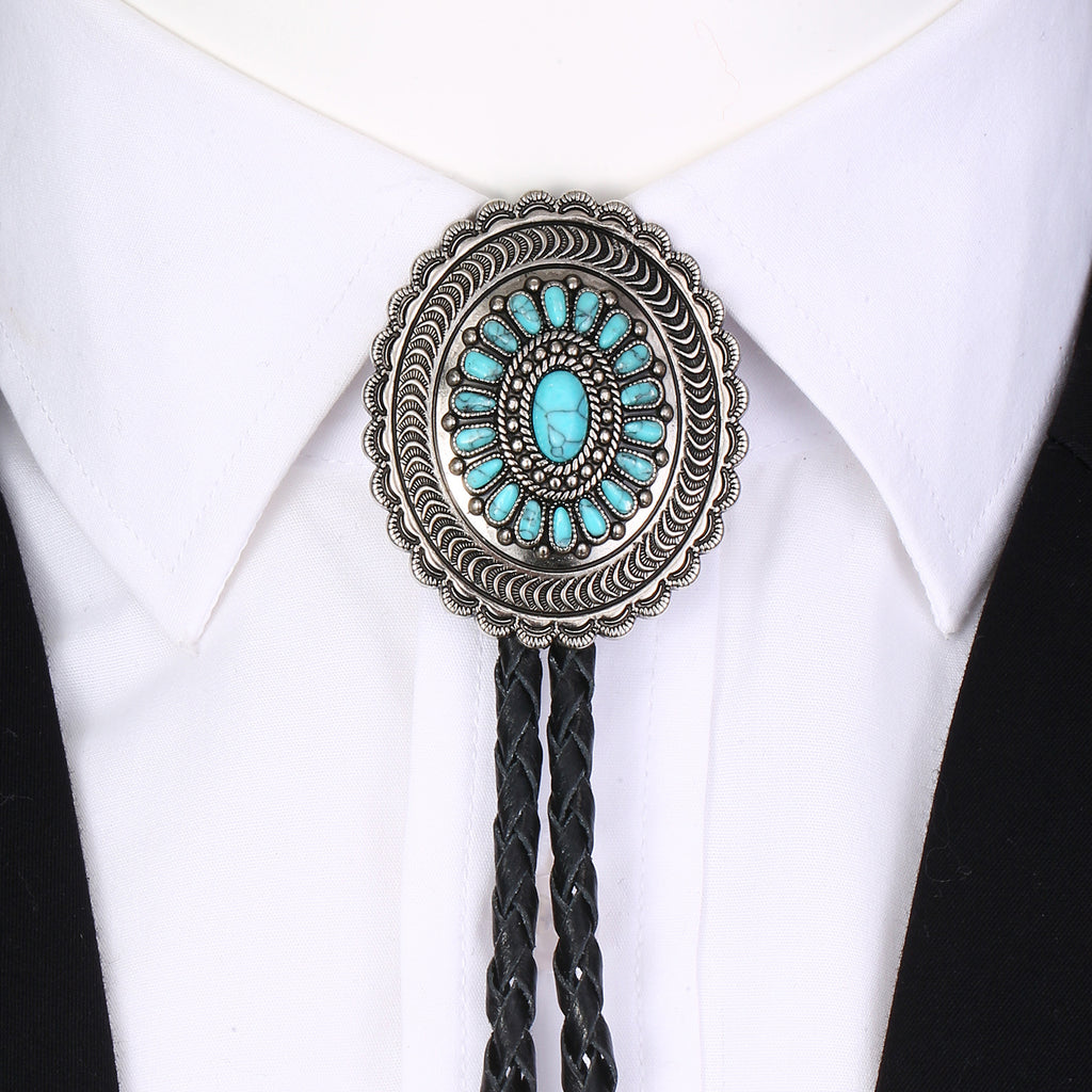 Cravate Bolo Amérindienne en Turquoise Sculptée