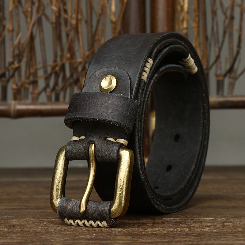 Ceinture en Cuir de Vachette Retro Artisanale