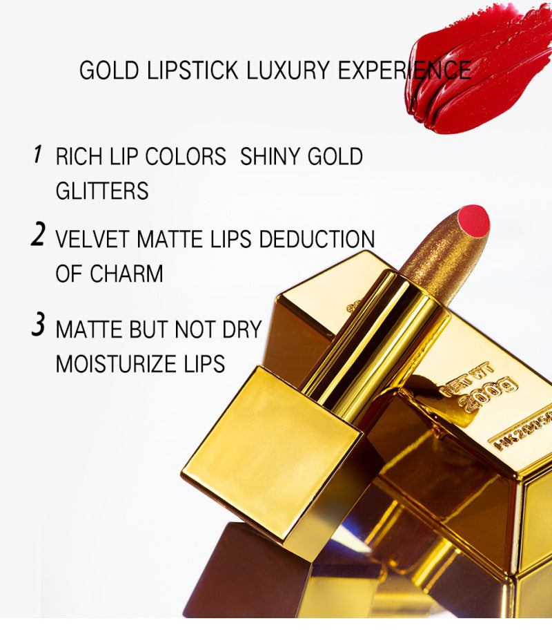 Rouge à Lèvres Velvet Matte Non-stick - Poudre Dorée Éclatante