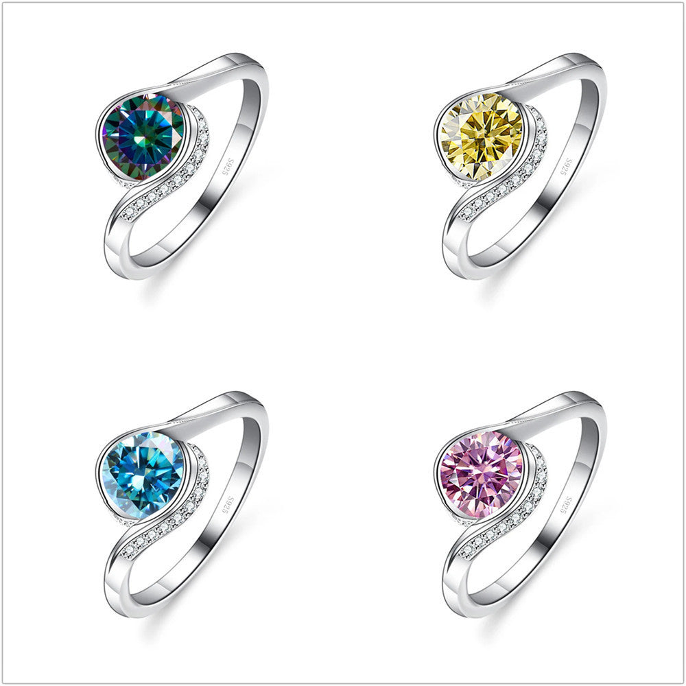Bague en Moissanite S925 en Argent Sterling pour Femmes